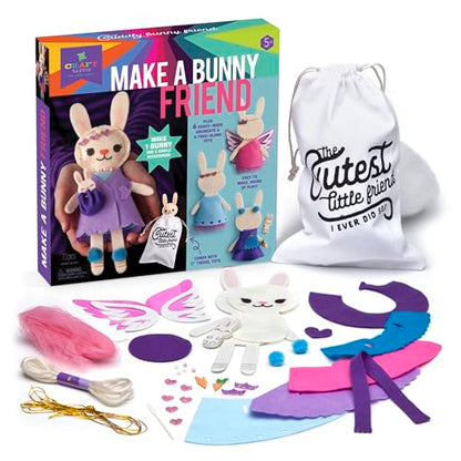Craft-tastic – Make a Bunny Friend Craft Kit – Learn to Make 1 Easy-to-Sew Stuffie with Clothes & Accessories - style: Make a Bunny Friend Craft Kit