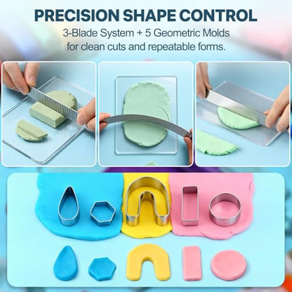 19-Piece Polymer Clay Tool Set, Roller and Cutters for Beginners & Crafters
