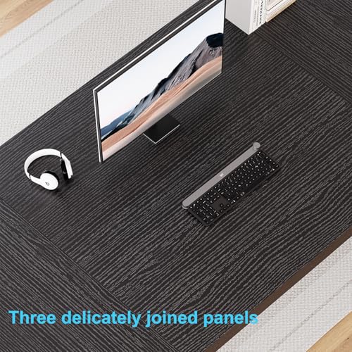 HSH Extra Long Black Computer Desk, 78 inch Large Home Office 2 Person Desk - color: Black Oak, size: 78 Inch