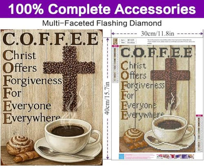 Diamond Art Kits for Adults, Christian Coffee Diamond Art Painting Kits - color: Coffee, size: 11.8x15.7 in(30x40 cm)