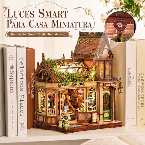 CRIOLPO Book Nook Kits Miniature House Kit for Adults with LED Lights - color: Huaying Bookstore