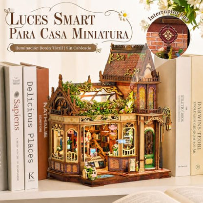 CRIOLPO Book Nook Kits Miniature House Kit for Adults with LED Lights - color: Huaying Bookstore