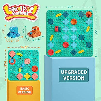 burgkidz STEM Road Build Puzzle: Teal Board, 200+ Chal. w/ 2 Cars - color: Green