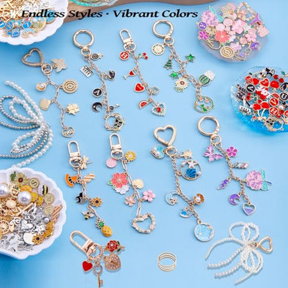 Wurosi 544Pcs Bag Charm Kit, Charms Lip Gloss Keychain Making Kit - color: 544 Pcs Gold Keychain Kits