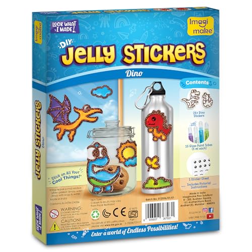 Imagimake DIY Jelly Stickers - Dino, 25+ Stickers, Low-Mess Art Kit - style: Dino