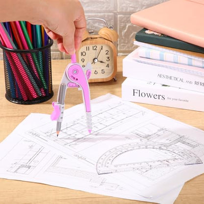 Eboot Student Geometry Math Set, Drawing Compass and 6 in, Lavender Purple - color: Lavender Purple