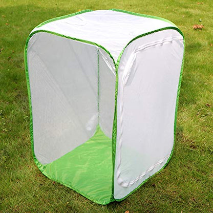RESTCLOUD 36" Large Monarch Butterfly Habitat, Giant Collapsible Insect Mesh Cage Terrarium Pop-up 24 x 24 x 36 Inches - color: White with Green