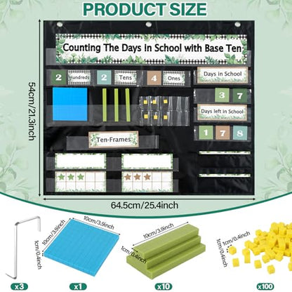Greenery Back to Counting The Days with Base Ten Place Value Teaching Materials Counting for Activities Bulletin Board Home Decor - style: Greenery