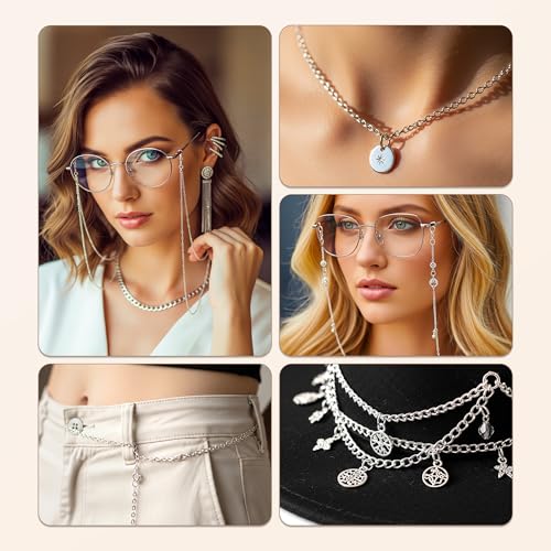 PP OPOUNT Silver Necklace Chains for Jewelry Making, 62.3 Feet 8 Rolls - color: Silver, size: 8 Rolls