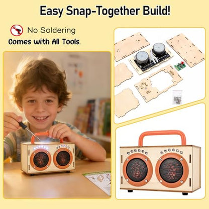 STEM Science Toy Gift for Boys Girls Age 8-13, DIY Bluetooth Speaker Kit - color: Orange
