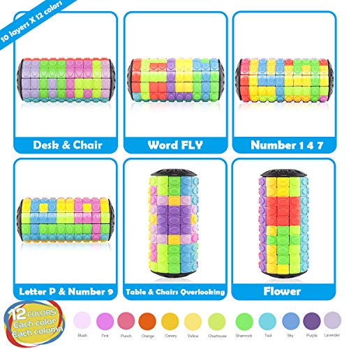 R.Y.TOYS Rotate and Slide Puzzle-Design Patent,Fidget Toys(Restore Order/Create Patterns) 12 Colors,10 Layers-Open Cover for Quick Play,Brain Teaser,Sensory Toys,Birthday Gifts,Easter Basket Stuffers - color: 12 Colors X 10 Layers
