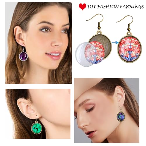 J6QIHANG Pendant Trays Set with Glass Cabochons for Jewelry Making - color: 3-Round Bronze