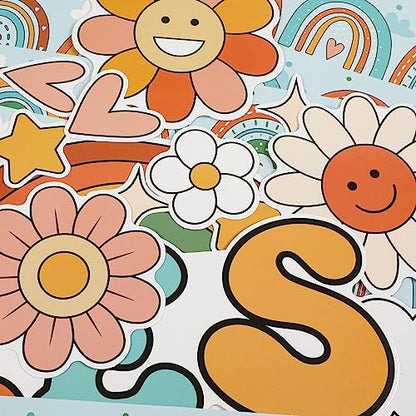 Boho Rainbow Classroom Bulletin Board Decoration Set Welcome Borders Cutouts for Back to School Classroom Door Welcome Bulletin Board Craft Party Home Wall(Be The Reason Someone Smile Today) - style: Be The Reason Someone Smile Today