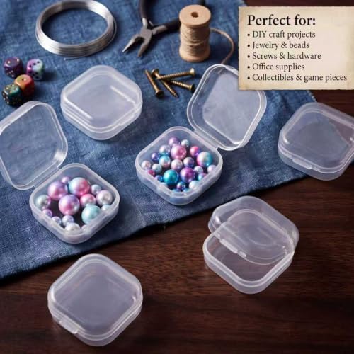 SATINIOR 48 Packs Clear Small Plastic Containers Transparent Storage Box with Hinged Lid for Small Items Crafts Jewelry (1.37 x 1.37 x 0.7 Inches) - size: 1.37 x 1.37 x 0.7 in