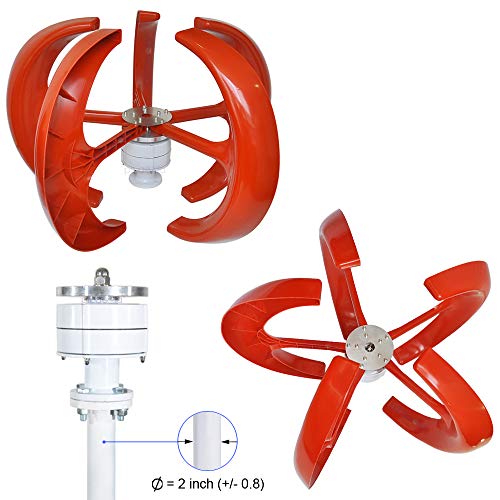 Wind Turbine 200W max 220W 12V 5 Blade Wind Vertical Axis Generator 3 Phase AC Permanent Magnet Generator Wind Turbine Kit with Controller for Hybrid Wind Solar System