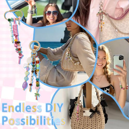 Kasmena 900+ Pcs DIY Bag Charm & Keychain Making Kit with Beads and Charms - size: 900+ PCS