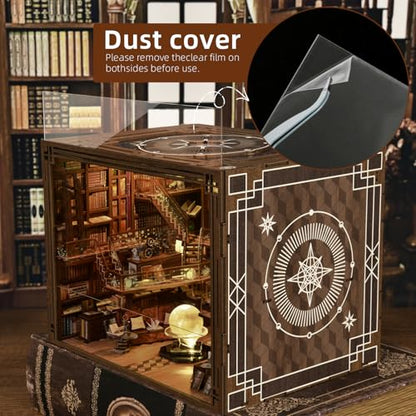 MiniCity Book Nook Kit, DIY Miniature Dollhouse Booknook Kit with Led Light and Dust Cover (Beyond Library Max) - color: Multicolor