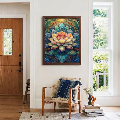 CHWGLFGG 5D Mandala Lotus Diamond Art Kits for Adults Beginners 12x16inch - color: KM1077-1