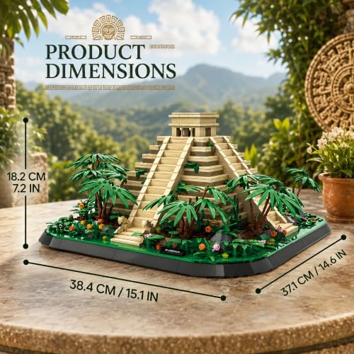 El Castillo Pyramid Building Block Set 1346 Pcs Mayan Kukulcan Temple Mexico Architecture Model Kit for Adults Teens 14+ Historical Chichen Itza Display Centerpiece Ancient World Culture Gift - style: El Castillo Pyramid