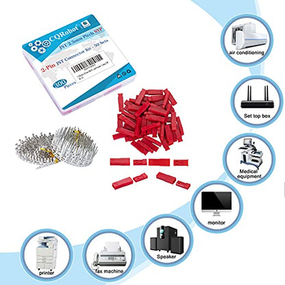 CQRobot JST SYP 2.5 mm Pitch 2-Pin Electronic Connector IC Male Plugs, Female Sockets Housing and Male/Female T-Shaped Crimp Terminal Kit. 50 Sets/300 Pieces Wire-Wire Adapter Cable Assembly. - size: 2P, style: SYP-N
