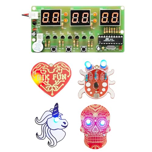 Gikfun DIY 6 Bits LED Digital Clock and PCB Brooch Soldering Practice Kits for Arduino STEM Learning Projects