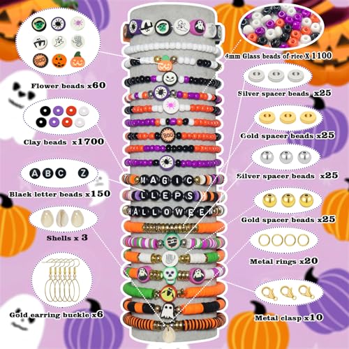 YMSDZHL 3300PCS Halloween Polymer Clay Bead Friendship Bracelet Making Kit - size: 3300+PCS
