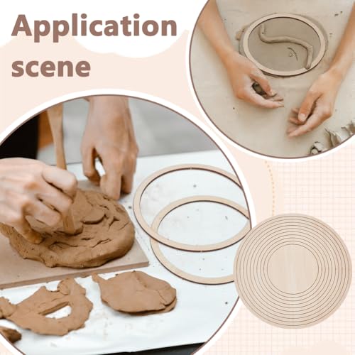 UNICRAFTALE About 11Pcs Ceramics Plate Forming Molds Flat Round Pottery Tools Wooden Concentric Geometric Figure Rail Set Clay Molds Dish Slump Mold for DIY Blank Modeling 25-35cm Diameter - size: 25-35cm Diameter