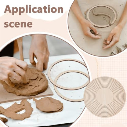 UNICRAFTALE About 11Pcs Ceramics Plate Forming Molds Flat Round Pottery Tools Wooden Concentric Geometric Figure Rail Set Clay Molds Dish Slump Mold for DIY Blank Modeling 25-35cm Diameter - size: 25-35cm Diameter