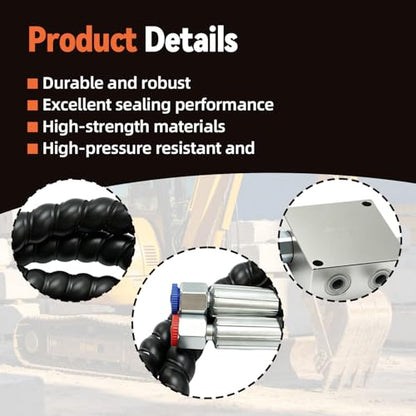New Mini Excavator Cushion Valve Kit Fit for Mini Excavator Swivel Motor, Compatible with Most Mini Excavators & Equipment with 1/4” Hydraulic Hoses & M14×1.5 Threaded Ports, Angled Hole