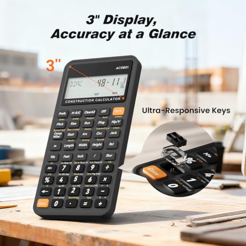 ROATEE Construction Calculator with Case for Carpenter, Framer, Remodeler - color: Gray Blue