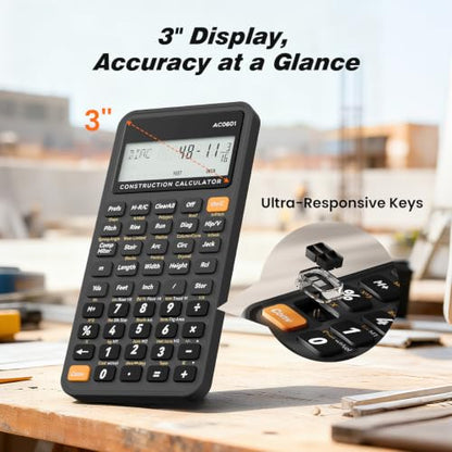 ROATEE Construction Calculator with Case for Carpenter, Framer, Remodeler - color: Gray Blue