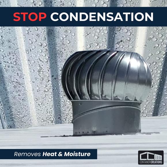 40ft Shipping Container Roof Vent System: (2) Whirlybird Wind Turbines, (2) Roof Vent Adapters, PLUS (20) 2.5" Sidewall Vents | No-Weld Vent for 3.5" Corrugation for Container Roof | Stop Condensation - size: 40ft Vent System
