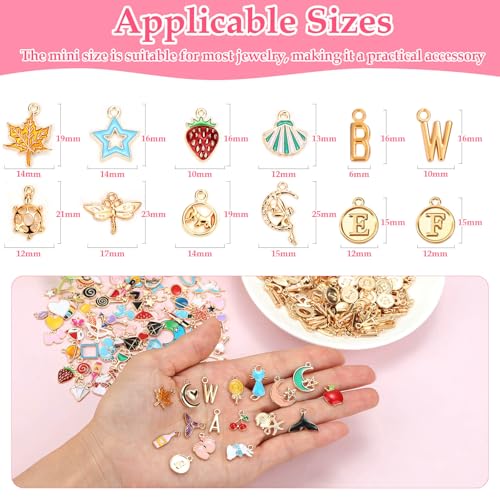 Flasoo 304Pcs Gold Charms for Jewelry Making, Assorted Bracelet Letter Charms for DIY Jewelry Making Necklace Bracelet, Keychains and Crafts
