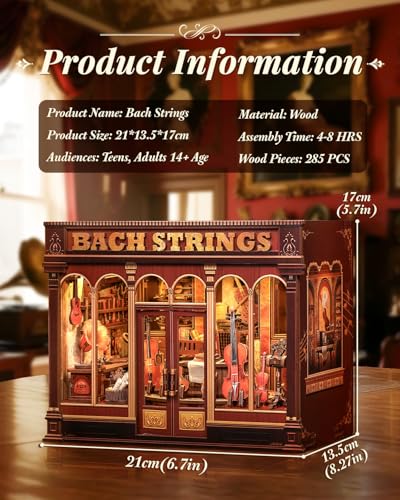 Book Nook Kit for Adults, DIY Miniature Dollhouse Kit (Bach Strings) - color: Bach Strings