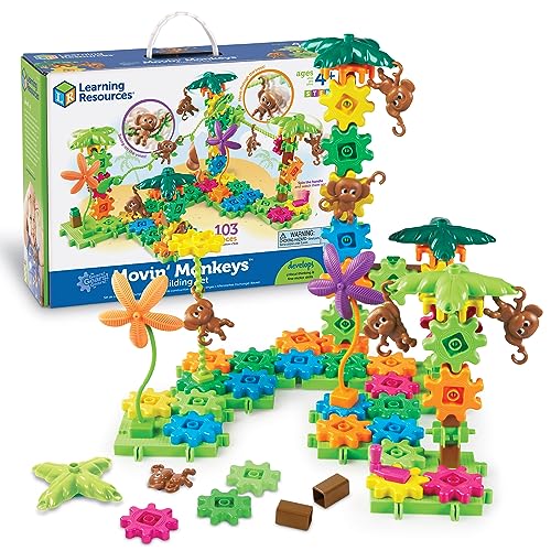 Learning Resources Gears Movin' Monkeys Building Play Set, STEM Activities, Fine Motor Skills, Toddler Explorer Kit, Science and Construction, Boys and Girls Gifts, Ages 5 and Up - style: Movin' Monkeys