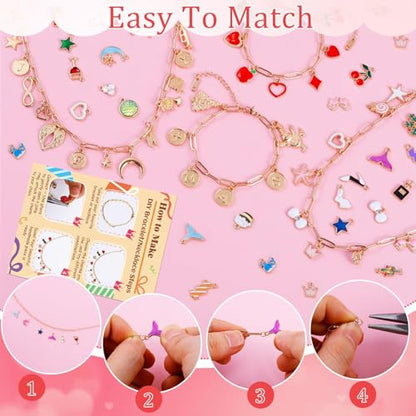 Wurosi Gold 443PCS Gold Charm Bracelet Necklace Making Kit for Women - color: 443 Pcs Gold Bracelet Necklace