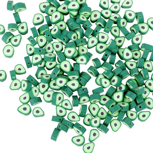 100pcs Green Avocado Polymer Clay Spacer Beads for Women Jewelry Making DIY Bracelet Necklace Hair Clip Accessories (Avocado) - color: Avocado
