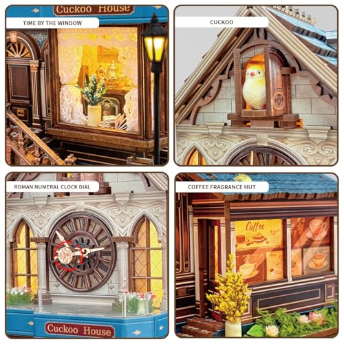 3D Wooden Puzzles for Adults DIY Miniature Cuckoo Clock House Kit - color: Cuckoo House