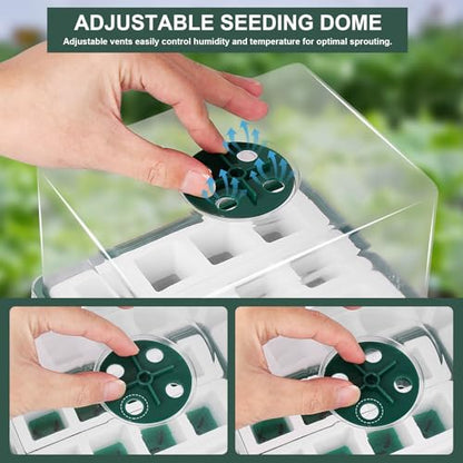 Sondiko Silicone Seed Starter Tray, 48 Cell Reusable Seed Starter Kit, Seedling Starter Trays with Humidity Dome, Mini Greenhouse Germination Kit, Perfect for Starting Vegetable, Flower & Herb Seeds - size: 48-Cell