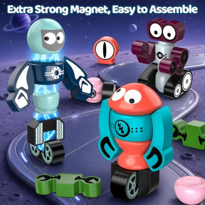 Magnetic Robot Building Toy, STEM Magnet Alien Toys Set for Kids Age 3-5 - color: Alien