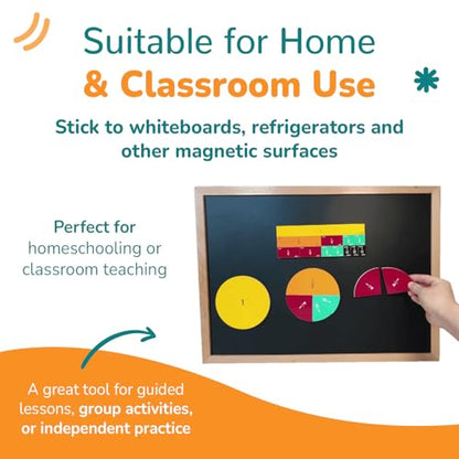 Channie’s Magnetic Fraction Tiles Set, 156-Piece Hands-On Math Learning Tool for Kids, Visual Fraction Manipulatives for Whiteboards & Magnetic Surfaces, Homeschool & Classroom Educational Supplies