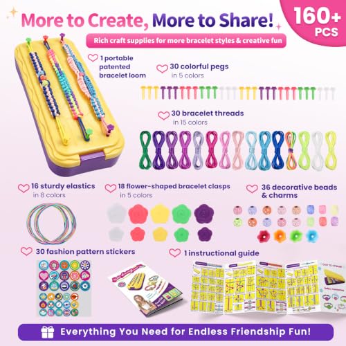 DDAI Arts and Crafts for Kids Age 8-12 Friendship Bracelet Making Kit for Girls - Best Birthday Gifts Ideas for Girl 7 9 10 11 Year Old - Popular Bracelets String Maker Toys Set - color: Purple