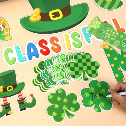 gisgfim St.Patrick Day Bulletin Board Decoration Set Lucky Shamrock Borders Cutouts for Party School Classroom Door Welcome Bulletin Board Craft Home Wall(St. Patrick's Day) - style: St. Patrick's Day