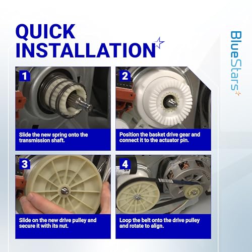 [Upgraded] BlueStars W10721967 Washer Pulley Clutch Kit & W10006384 Belt