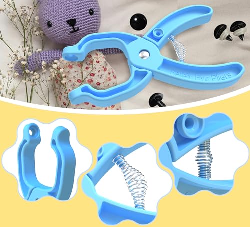 GEOCCI Safety Eye Tool Auxiliary Tool for Attaching Safety Eyes for Crocheting Safety Eyes Crochet Tools for Amigurumi Crochet & Stuffed 5-30mm Animal Eyes Making Supplies Tool（Blue 1pcs） - color: blue