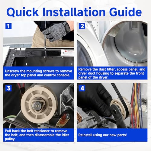 Dryer Idler Pulley Kit 661570 279640 W10837240 for Whirlpool Kenmore Maytag