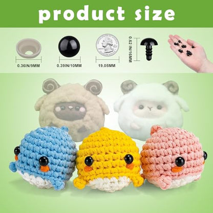 320pcs 10mm Safety Eyes for Amigurumi Black Plastic Crochet Eyes - size: 10mm