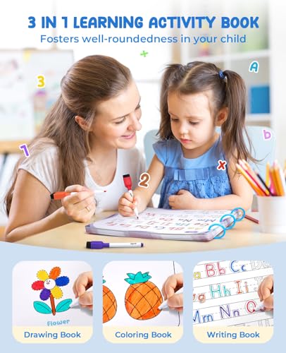JoyCat Preschool Learning Activities 48 Reusable Pages for 3-8 - style: 1. Trace & Write