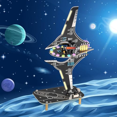 Starship Soldering Practice Kit, Sci-Fi Spaceship DIY LED Light Electronics Kit, Fun Learning Kit for School Projects & Cool Desk Decor Present for Teens & Adults