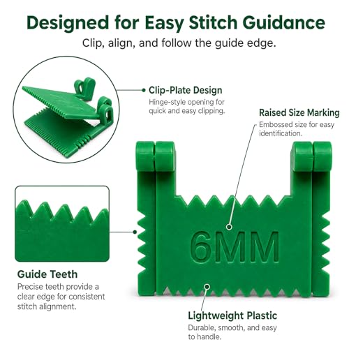 Clip-On Sewing Ruler, 6 Sizes for Edge Stitch Lock & Sewing Gauge